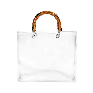 EVA TPU 토트 쇼핑백 어깨 투명 투명 투명 더플 백 로고 PVC 비치 핸드백