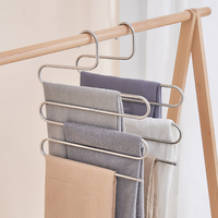Cintre à vêtements et pantalons en acier inoxydable de Type S à 5 couches, en forme de S, peu encombrant, pour Jeans, écharpe
