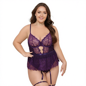 Сексуальная пижама с кружевом и вырезами, открытой спиной и бретельками на бедрах, ODM 8402 - Product Image 1