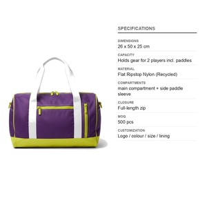 Sac de sport plat en Ripstop avec embout de protection pour Pickleball, Tennis et Padel, personnalisable avec logo, vente en gros - Product Image 6