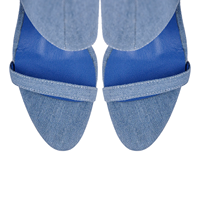 Bottines de soirée à talons aiguilles en denim pour femmes, à lanières, au-dessus du genou, avec découpes