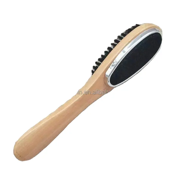 Wholesale new dust brush 3 in 1 brush for Anti-static shoe clean and shoe horn Natural Boar Bristle Hair Clothes hat brush