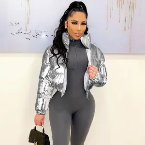 Hochwertige benutzer definierte Damen kurze Outwear Kleidung Winter Crop Puffer Jacke für Frauen