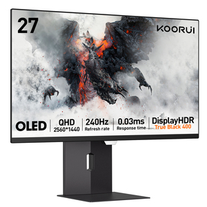 KOORUI Monitor Gaming OLED 27 inci, Monitor komputer 1440P 240Hz 0.03ms Tipe C layar ramping pengisian daya - Product Image 2
