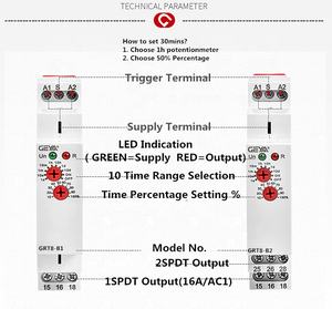 GRT8-A1 minyatür mühürlü zaman için geciktirme rölesi modül AC/DC12V-240V - Product Image 6