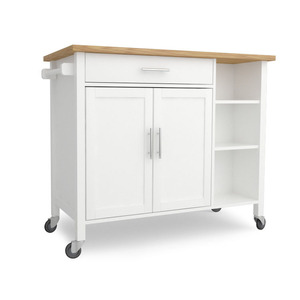 Carrito de cocina de madera maciza para el hogar, carrito de almacenamiento móvil multifuncional con ruedas y gran capacidad. - Product Image 4