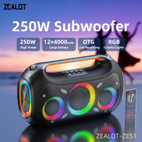 Altavoz Portátil para Fiestas Zealot ZE51 250W Original, con Luces RGB de Colores, Control Inalámbrico por Bluetooth y Aplicación, Resistente al Agua IPX-6