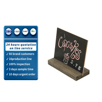 Tableau noir rectangulaire avec base en bois, tableau d'affichage réutilisable pour menu de café, étiquettes alimentaires et événements