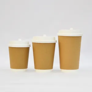 Taza de papel desechable 200/250/300/500ML película de sellado taza de café de té de la leche espesada taza para llevar con tapa bebida caliente