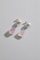 Bijoux de mode en matériaux naturels, boucles d'oreilles avec breloque en quartz rose et perle, cadeaux pour femmes, certifiés CE ASTM REACH
