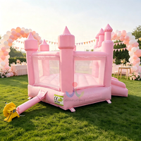 Château gonflable rose hexagonal de qualité commerciale à 6 côtés pour événements et locations de matériel de fête