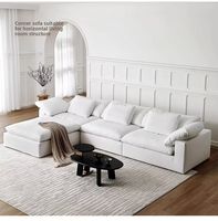 Canapé modulaire en forme de L Wabi-Sabi, sans structure, emballé sous vide, en mousse haute densité, assise profonde, en flanelle, convertible en lit, pour salon