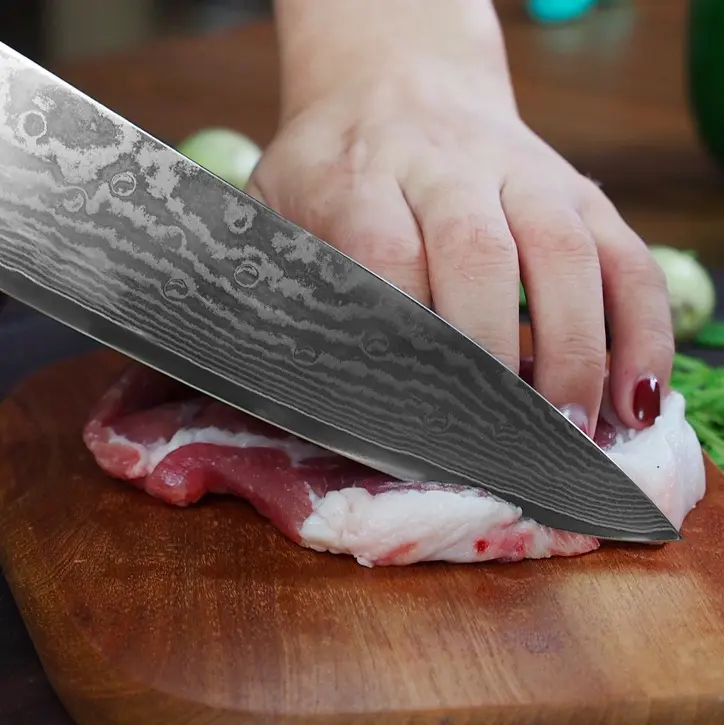 8インチプロフェッショナルスーパーダマスカス鋼Gyuto67層かみそりシャープエッジ保持ステイン & 耐食性シェフナイフ