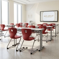 Meubles scolaires, pupitre scolaire trapézoïdal deux places, chaise de pupitre scolaire pour lycée
