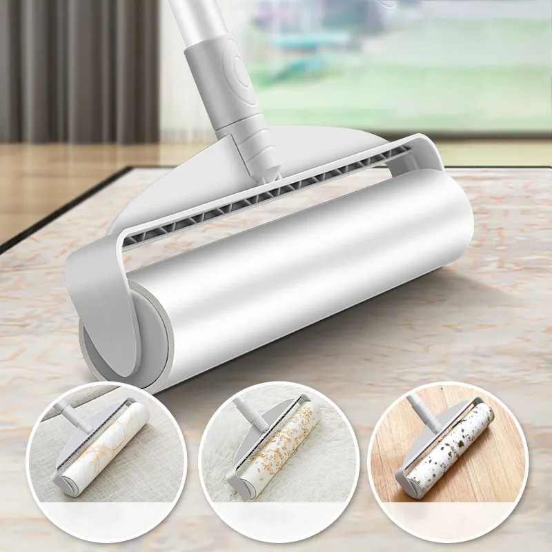 FF131 Long Handle Sticky Mop Lint Rollers Floor Carpet Fuzz Cleaning Mop Dust Removal Roller Pet Hair Lint Remover