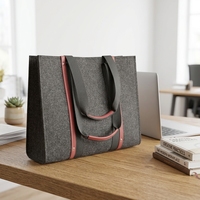 Sac fourre-tout en feutre personnalisé avec logo imprimé, matériau en feutre épaissi et durable, grande capacité, réutilisable, pour le shopping, les cadeaux et l'emballage