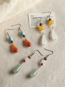 Perles en agate rouge naturelle en forme de larme, aventurine verte, pierres vintage, fournitures de perlage DIY pour accessoires de bijoux faits à la main - Product Image 2