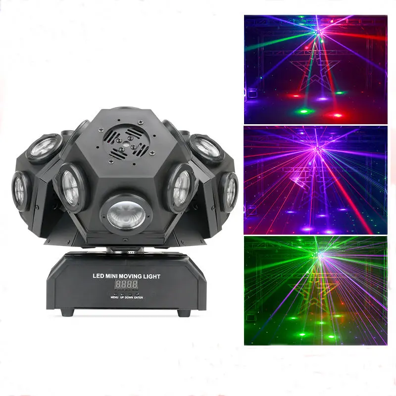 Hot Selling 18 Led 3 Heads Beam Moving Head Lights Met Rgb Laser Voor Dj Disco Party Podiumverlichting