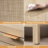 Table console en rotin de Bohème personnalisée par OEM avec deux grands tiroirs de rangement multifonctionnels en bois pour le couloir d'entrée