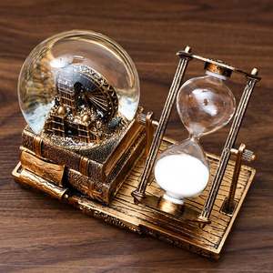 Caja de Música Retro con Temporizador de Arena y Bola de Cristal, Adorno Luminoso de Escritorio, Regalo de Graduación para Estudiantes, Regalo de Navidad - Product Image 4