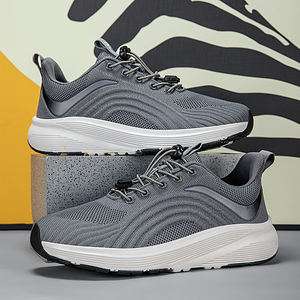 Chaussures de sport en maille élastique pour hommes, lacets rapides, respirantes, style marche, antidérapantes, chaussures pour hommes, chaussures pour femmes, logo personnalisé - Product Image 2