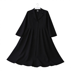 Black Embroidered Seamless Palm Tree Turkish Style Lightweight Breathable Abaya Women Ankle Length Long Sleeve Modest <b>Dress</b> - Product Image 3