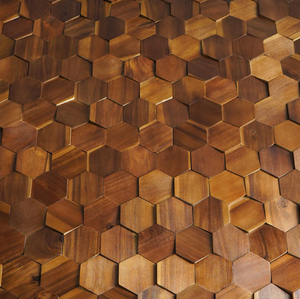 Paneles de Madera Hexagonales Brillantes para Decoración de Pared, Mosaico de Madera Sólida para Fondo de TV - Product Image 5