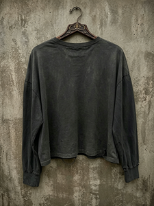 T-shirt noir en coton lourd 100% Hongguan, impression sérigraphique personnalisée, t-shirt à manches longues surdimensionné à double couche pour hommes - Product Image 3