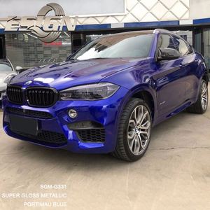 Films de voiture en PVC bleu Portimau métallisé super brillant auto-cicatrisant anti-rayures Enveloppe de carrosserie automobile Protection UV à changement de couleur 5 ans - Product Image 2