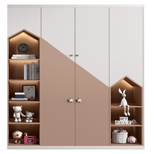 ตู้เสื้อผ้าเด็กทรง<span class=keywords><strong>บ้าน</strong></span>ไม้ พร้อมมือจับรูปดาว ดีไซน์ทันสมัย ตู้เก็บของแบบตั้งพื้นสำหรับห้องนอน-ปรับได้ เป็นมิตรกับสิ่งแวดล้อม - Product Image 1