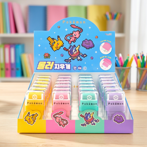Gommes à effacer cylindriques en pixel art Pokémon, boîte de 24 pièces, papeterie coréenne pour enfants, gommes à effacer mignonnes en tube, cadeau pour enfants, vente en gros - Product Image 3