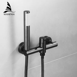 Nero opaco in ottone semplice montato a parete con barra di scorrimento calda formica <span class=keywords><strong>doccia</strong></span> a pioggia fredda Set Mixer per il bagno - Product Image 1