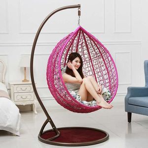 Chaise à œuf suspendue tissée moderne avec cadre en <span class=keywords><strong>métal</strong></span>, capacité de charge de 150kg pour intérieur/extérieur, salon, chambre à coucher, balcon - Product Image 4