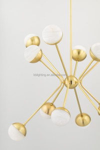 Lampes suspendues modernes finition dorée, design artistique pour chambre à coucher, boule <span class=keywords><strong>en</strong></span> <span class=keywords><strong>albâtre</strong></span>, lustre nordique - Product Image 2