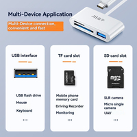 Adaptador Hub Multi-Puerto 3 en 1 Tipo-C/Micro-B/Micro USB a USB A OTG con Lector de Tarjetas de Memoria TF y SD para Android y Portátiles