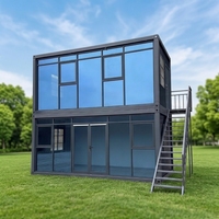 Maison préfabriquée à deux étages avec mur-rideau entièrement vitré, installation rapide, bureau modulaire, bâtiment commercial Ray-Zen