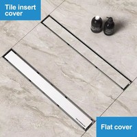 Caniveau de douche linéaire sur mesure en acier inoxydable avec siphon pour salle de bain