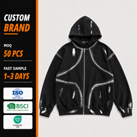Felpa con Cappuccio da Uomo Personalizzata in Cotone e Poliestere, con Zip, Stampa Digitale 3D, per Palestra e Sport
