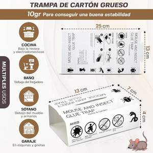 Trampas de Pegamento para <span class=keywords><strong>Ratones</strong></span> e Insectos, Tablas Adhesivas Pre-Encurtidas para Chinches, Cucarachas y Moscas |   Control de Plagas en Interiores No Tóxico - Product Image 4