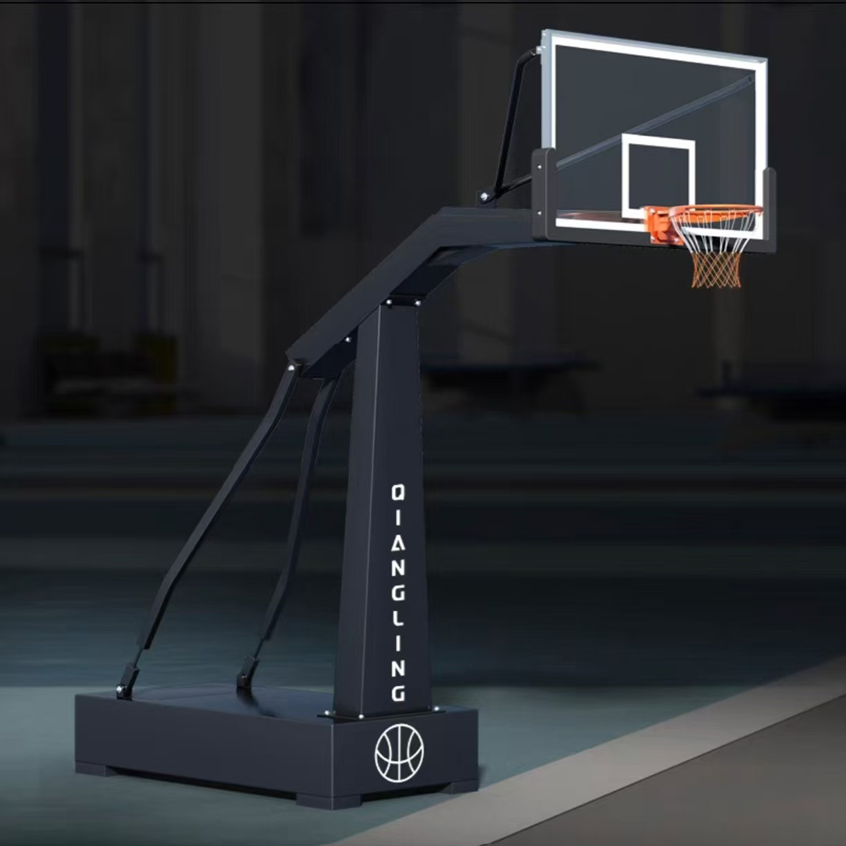 Professional Hydraulic Basketball Stand Heavy Duty Steel Frame Stable Base Design for Competition Training Basketball Hoop