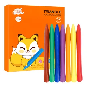 Custom stackable kids wax Washable No Dirty-Hand eco-friendly 6/8/12/24 colours Non-Toxic triangular Crayons