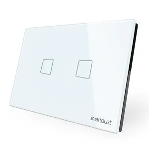 Smartdust EUA Austrália Melhor Compatibilidade Amostra Grátis Regulador Painel De Vidro 2 Gang Dimmer Light Touch Switch