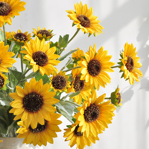 Tige unique de tournesol artificiel Yoshinobu, fleur en soie jaune, bouquet de décoration pour la maison - Product Image 3