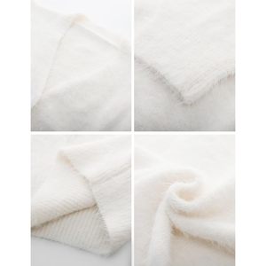 Cardigan en mohair duveteux pour femme, col en V, boutonné, manches longues, tricoté, ouvert sur le devant, style ample, pull décontracté d'hiver - Product Image 6