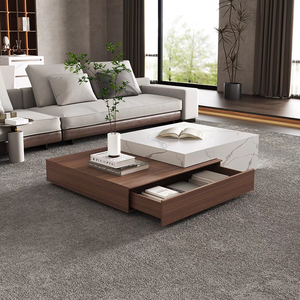 <span class=keywords><strong>Table</strong></span> basse carrée en bois massif de style italien, moderne et luxueuse, pour salon, simple, rétractable, combinaison pour la maison, minimaliste - Product Image 2