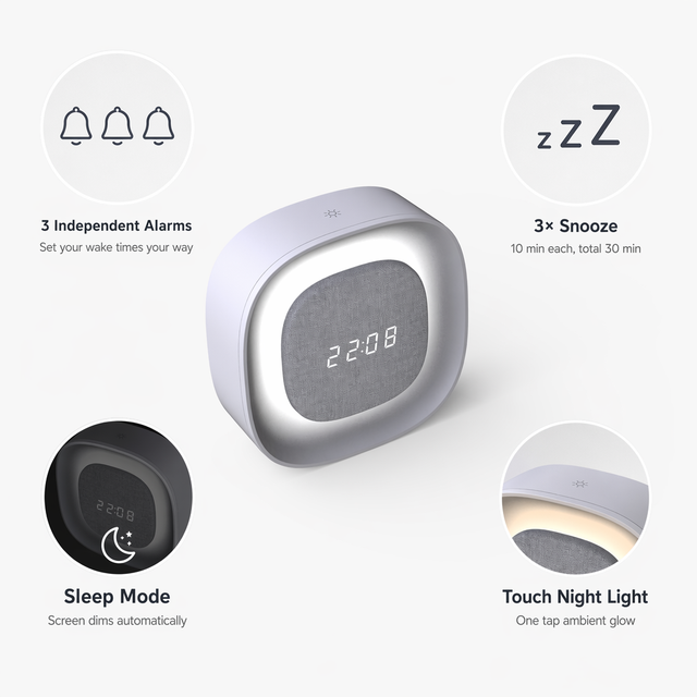 Bedside Digital Alarm Clock with Night Light Factory Direct Fabric Cover