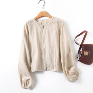 SHENZHU للنساء الربيع أزياء أنيقة جديدة سترة الكتان التجريبية هي خمر طويلة الأكمام ملابس خارجية نسائية أنيقة - Product Image 1