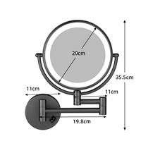 Cermin Rias LED Dinding 8" Dapat Diperpanjang Dua Sisi Perbesaran 1X/3X/5X/7X/10X 6 Pilihan Warna Finishing untuk Kamar Tamu Hotel