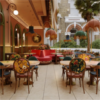 Ensemble de mobilier de restaurant commercial, table et chaises de banquet, fauteuil de restauration, design rétro, OEM ODM