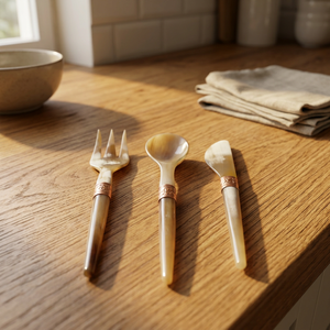 Ensemble de cuillères vintage en corne de buffle, couteau à fromage artisanal, spatule à beurre, épandeur à crème pour la cuisine à domicile, ensemble de 3 pièces - Product Image 3